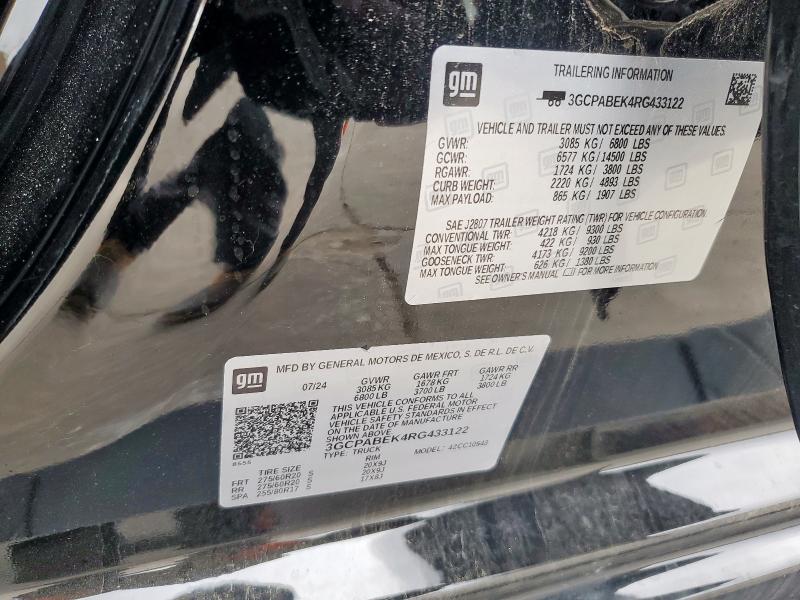 2024 CHEVROLET SILVERADO 3GCPABEK4RG433122