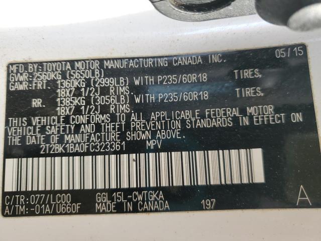 2015 LEXUS RX 350 BAS - 2T2BK1BA0FC323361