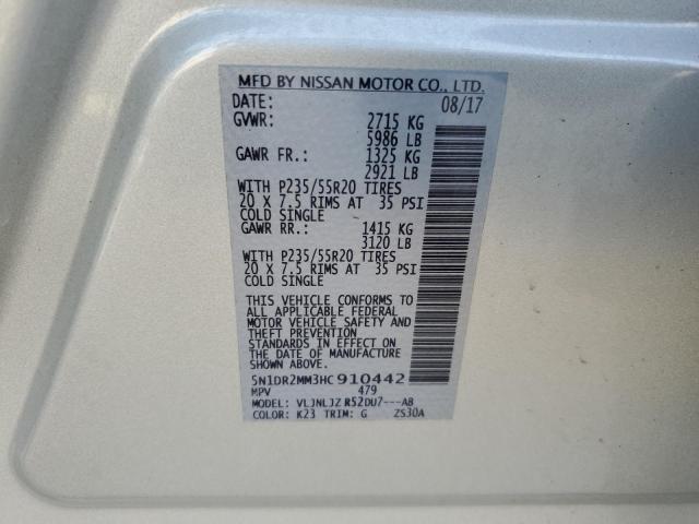 2017 NISSAN PATHFINDER - 5N1DR2MM3HC910442