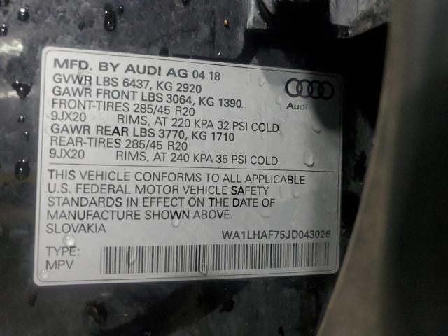 2018 AUDI Q7 PREMIUM - WA1LHAF75JD043026