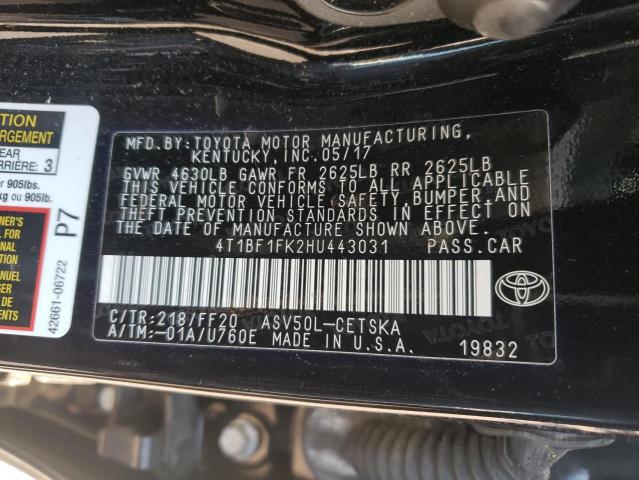 2017 TOYOTA CAMRY LE - 4T1BF1FK2HU443031