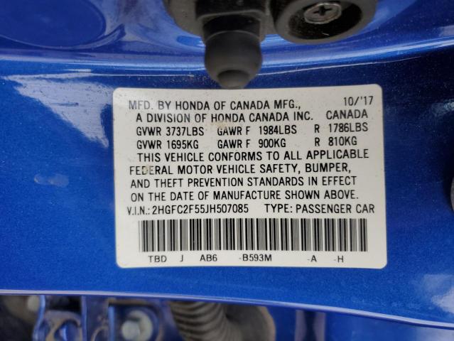 2018 HONDA CIVIC LX - 2HGFC2F55JH507085
