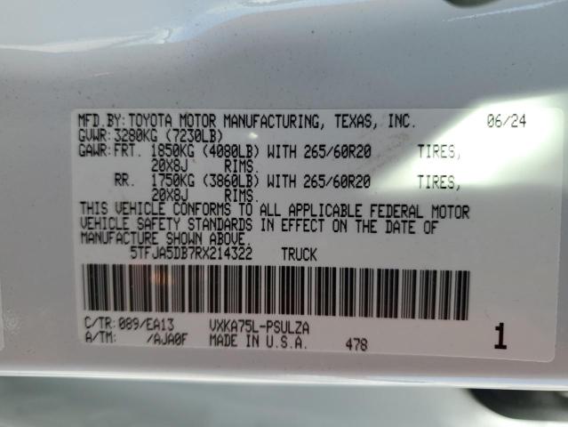 2024 TOYOTA TUNDRA CRE - 5TFJA5DB7RX214322
