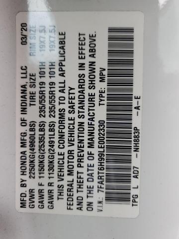 2020 HONDA CR-V TOURI 7FART6H99LE002330