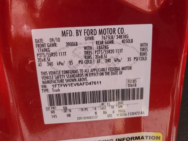 2010 FORD F150 SUPER - 1FTFW1EV6AFD47611