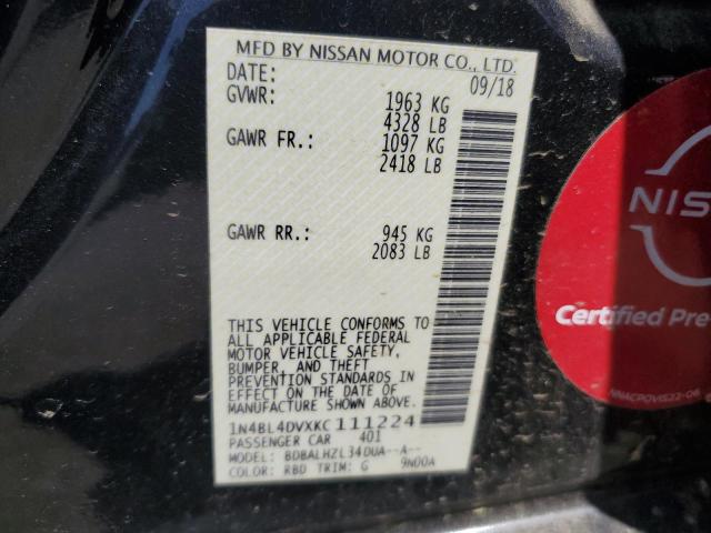 2019 NISSAN ALTIMA SV - 1N4BL4DVXKC111224