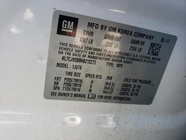 2017 CHEVROLET TRAX LS - KL7CJNSB8HB215273