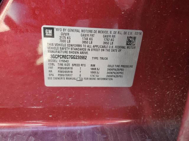 2016 CHEVROLET SILVERADO - 3GCPCREC7GG230962