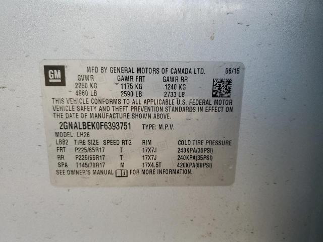 2015 CHEVROLET EQUINOX LT - 2GNALBEK0F6393751
