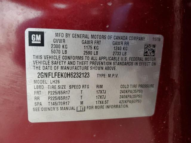 2017 CHEVROLET EQUINOX LT - 2GNFLFEK0H6232123