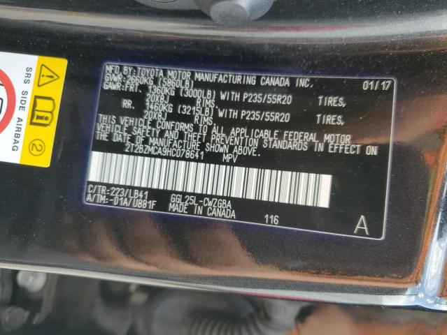 2017 LEXUS RX 350 BAS - 2T2BZMCA9HC078641