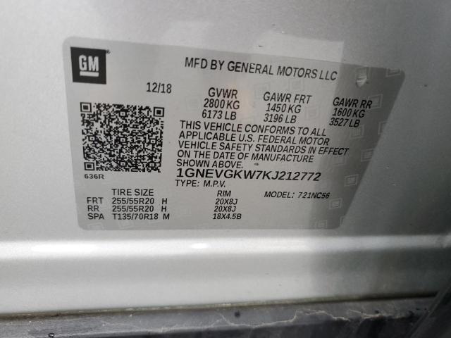 2019 CHEVROLET TRAVERSE L - 1GNEVGKW7KJ212772