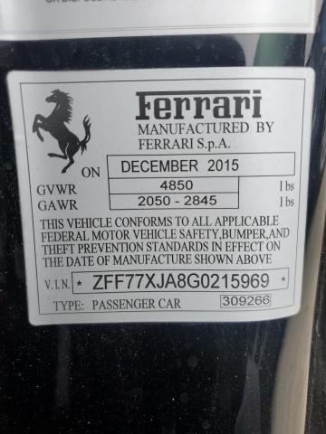2016 FERRARI CALIFORNIA ZFF77XJA8G0215969