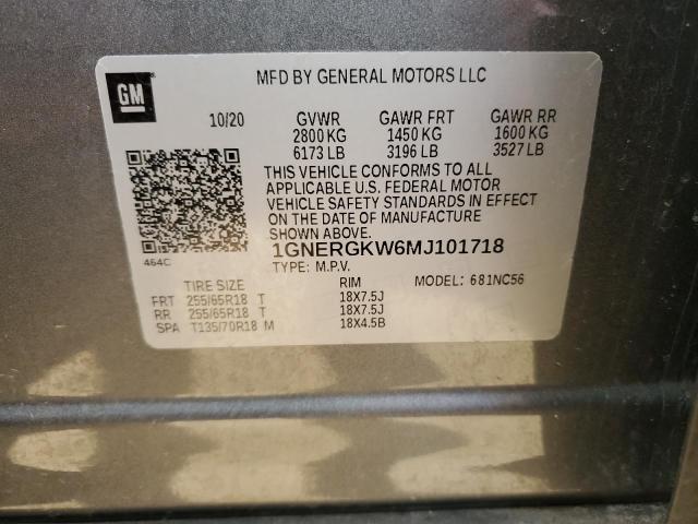2021 CHEVROLET TRAVERSE L 1GNERGKW6MJ101718