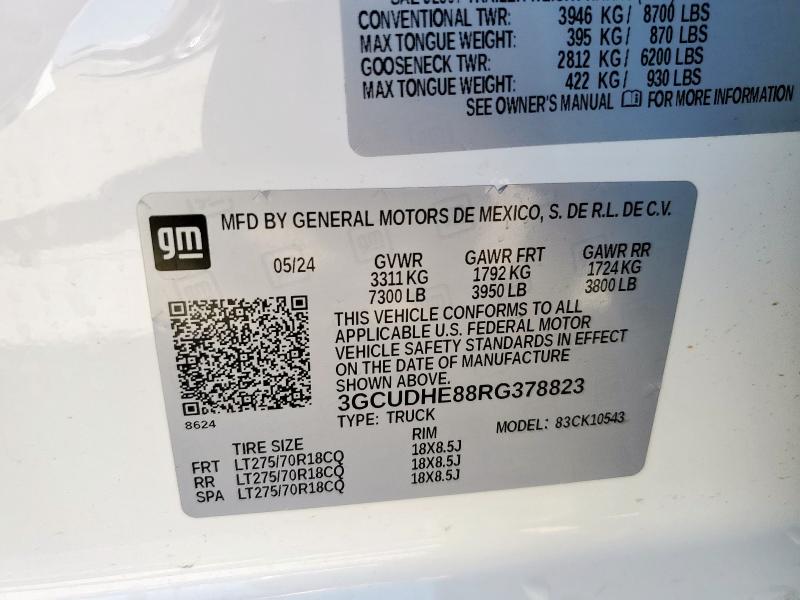 2024 CHEVROLET SILVERADO - 3GCUDHE88RG378823