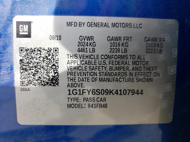 2019 CHEVROLET BOLT EV LT - 1G1FY6S09K4107944