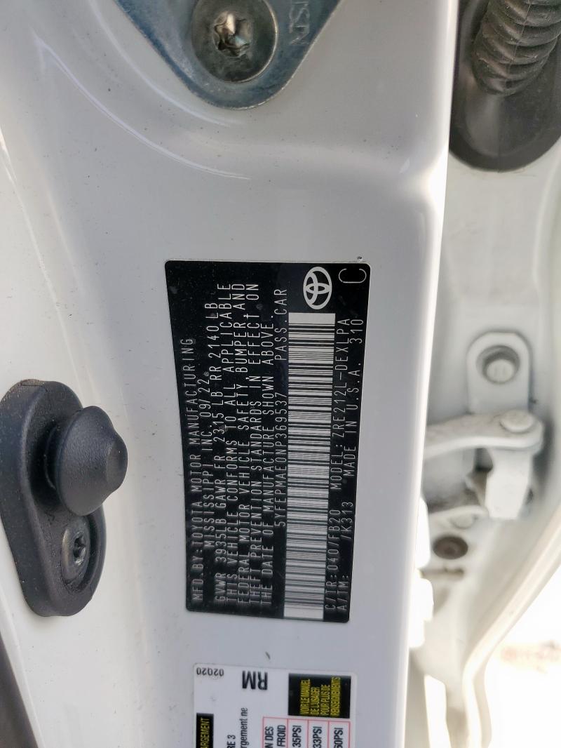 2022 TOYOTA COROLLA LE - 5YFEPMAE0NP369537