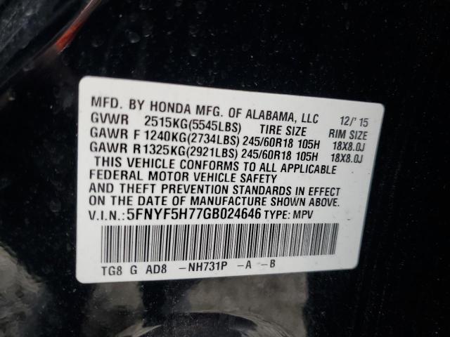 2016 HONDA PILOT EXLN - 5FNYF5H77GB024646