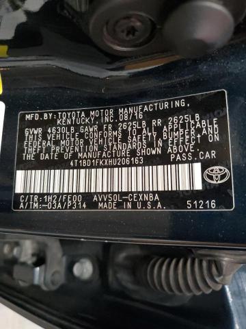 2017 TOYOTA CAMRY HYBR 4T1BD1FKXHU206163