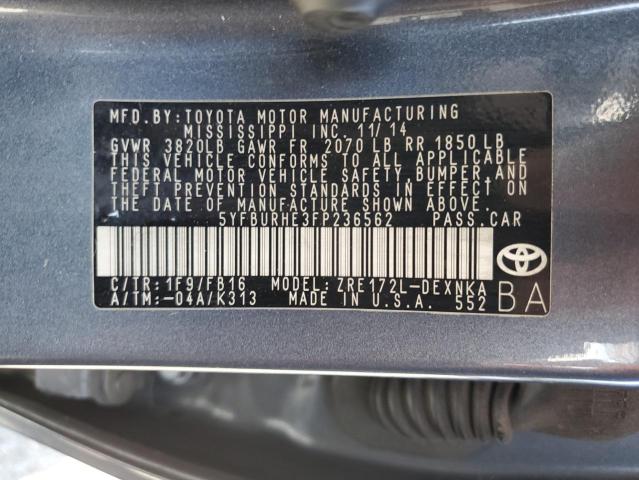 2015 TOYOTA COROLLA L - 5YFBURHE3FP236562