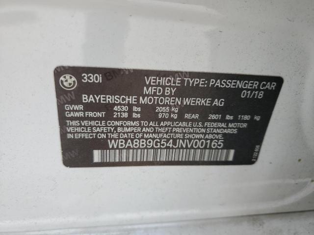 2018 BMW 330 I WBA8B9G54JNV00165