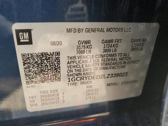 2020 CHEVROLET SILVERADO - 1GCRYDED2LZ339023