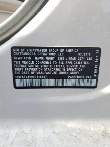 2015 VOLKSWAGEN PASSAT S - 1VWAT7A32FC115667