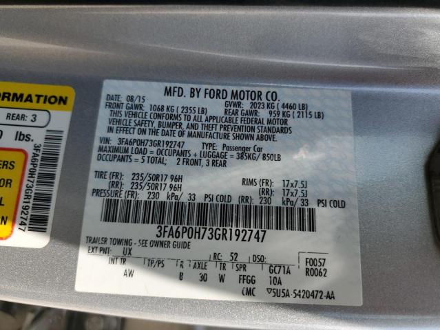 2016 FORD FUSION SE - 3FA6P0H73GR192747