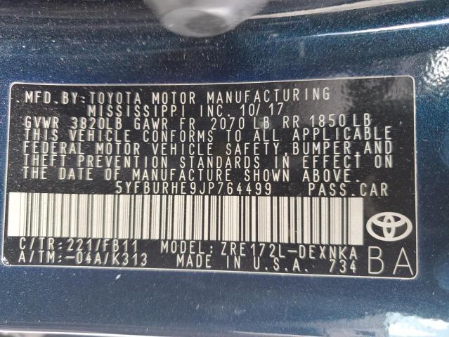 2018 TOYOTA COROLLA L - 5YFBURHE9JP764499