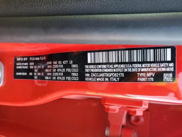 2016 JEEP RENEGADE L - ZACCJABT9GPD82170