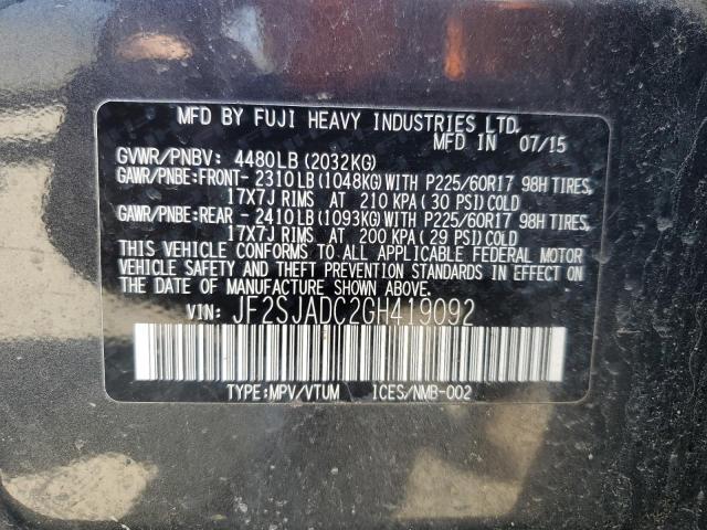 2016 SUBARU FORESTER 2 - JF2SJADC2GH419092