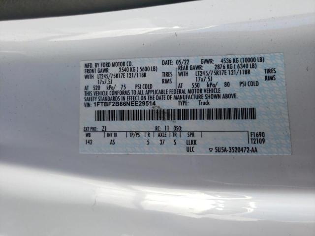 2022 FORD F250 SUPER - 1FTBF2B66NEE29514
