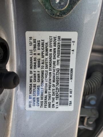 2017 HONDA CIVIC EX - 19XFC2F74HE017243