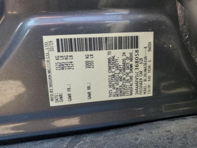 2020 NISSAN MAXIMA PLA 1N4AA6FV5LC368058