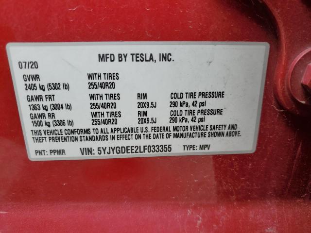 2020 TESLA MODEL Y - 5YJYGDEE2LF033355