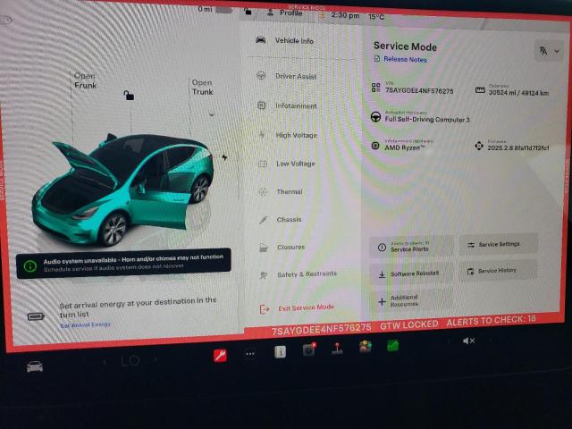 2022 TESLA MODEL Y - 7SAYGDEE4NF576275