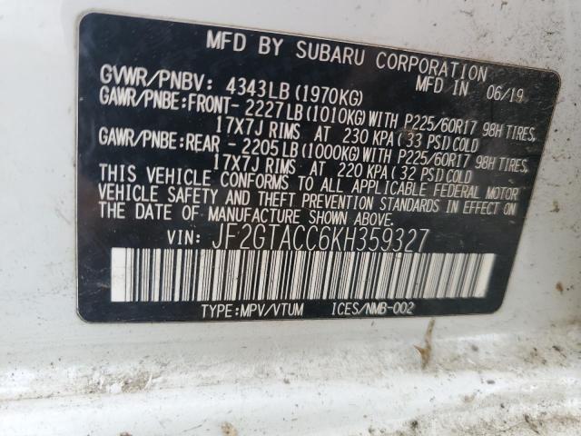 2019 SUBARU CROSSTREK - JF2GTACC6KH359327