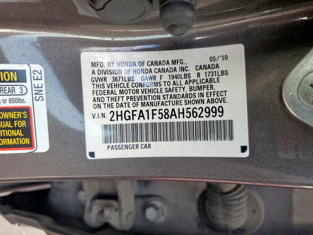 2010 HONDA CIVIC LX - 2HGFA1F58AH562999