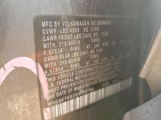 2016 VOLKSWAGEN TIGUAN S - WVGAV7AX2GW565766
