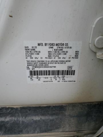 1FM5K8HC0NGC02750 2022 FORD EXPLORER