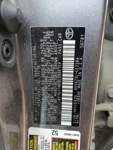 2020 TOYOTA CAMRY SE 4T1G11AK8LU896154