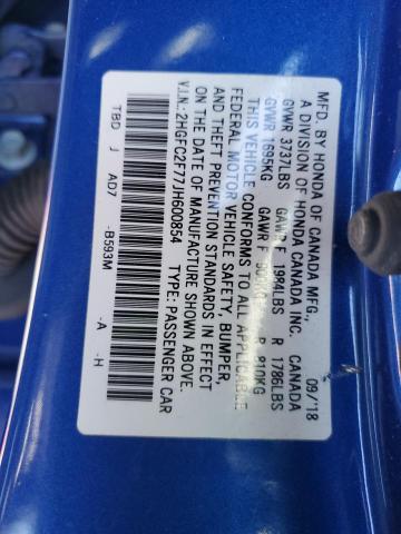 2018 HONDA CIVIC EX - 2HGFC2F77JH600854