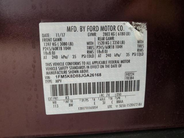 2018 FORD EXPLORER X 1FM5K8D88JGA26168