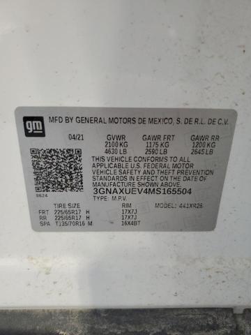 2021 CHEVROLET EQUINOX LT - 3GNAXUEV4MS165504