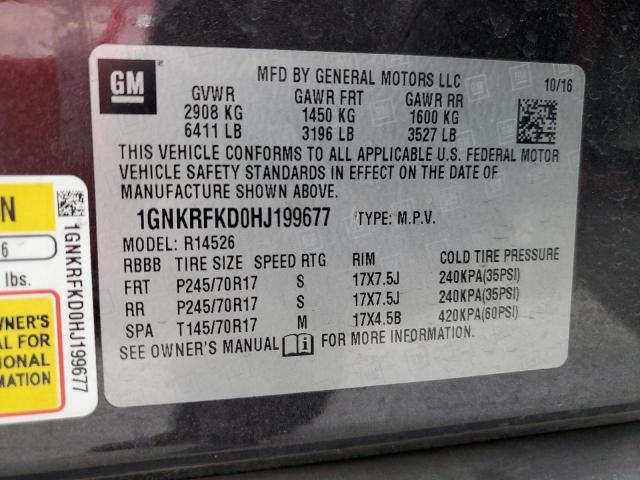 2017 CHEVROLET TRAVERSE L - 1GNKRFKD0HJ199677