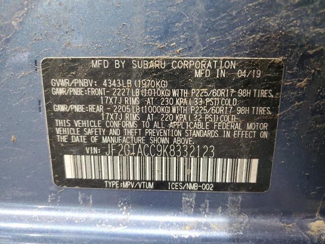 2019 SUBARU CROSSTREK - JF2GTACC9K8332123