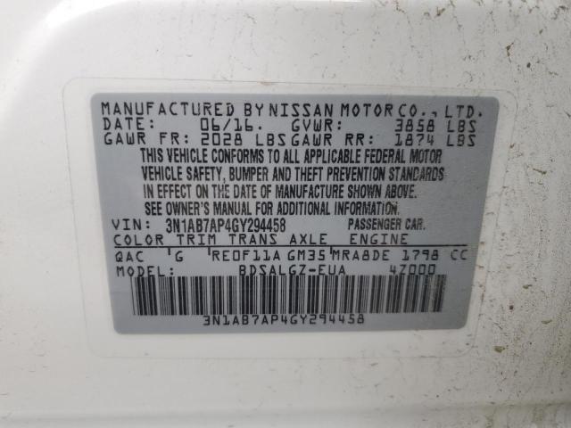 2016 NISSAN SENTRA S - 3N1AB7AP4GY294458