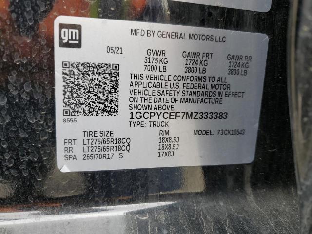 2021 CHEVROLET SILVERADO - 1GCPYCEF7MZ333383