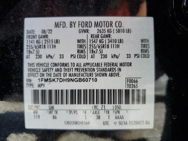 1FMSK7DH9NGB60710 2022 FORD EXPLORER