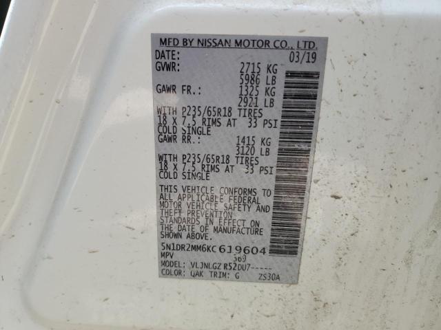 2019 NISSAN PATHFINDER - 5N1DR2MM6KC619604